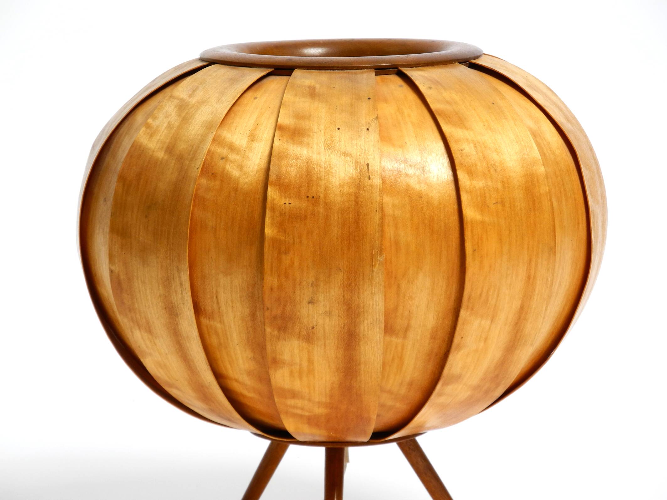 Large Mid Century Modern bentwood lamella tripod Table Lamp