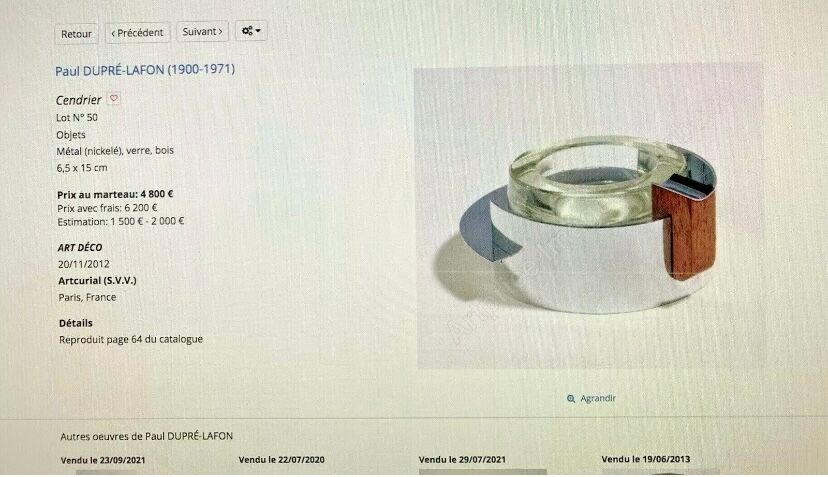 Ashtray Paul Dupré lafon