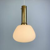 Scandinavian suspension lamp opaline brass 60s