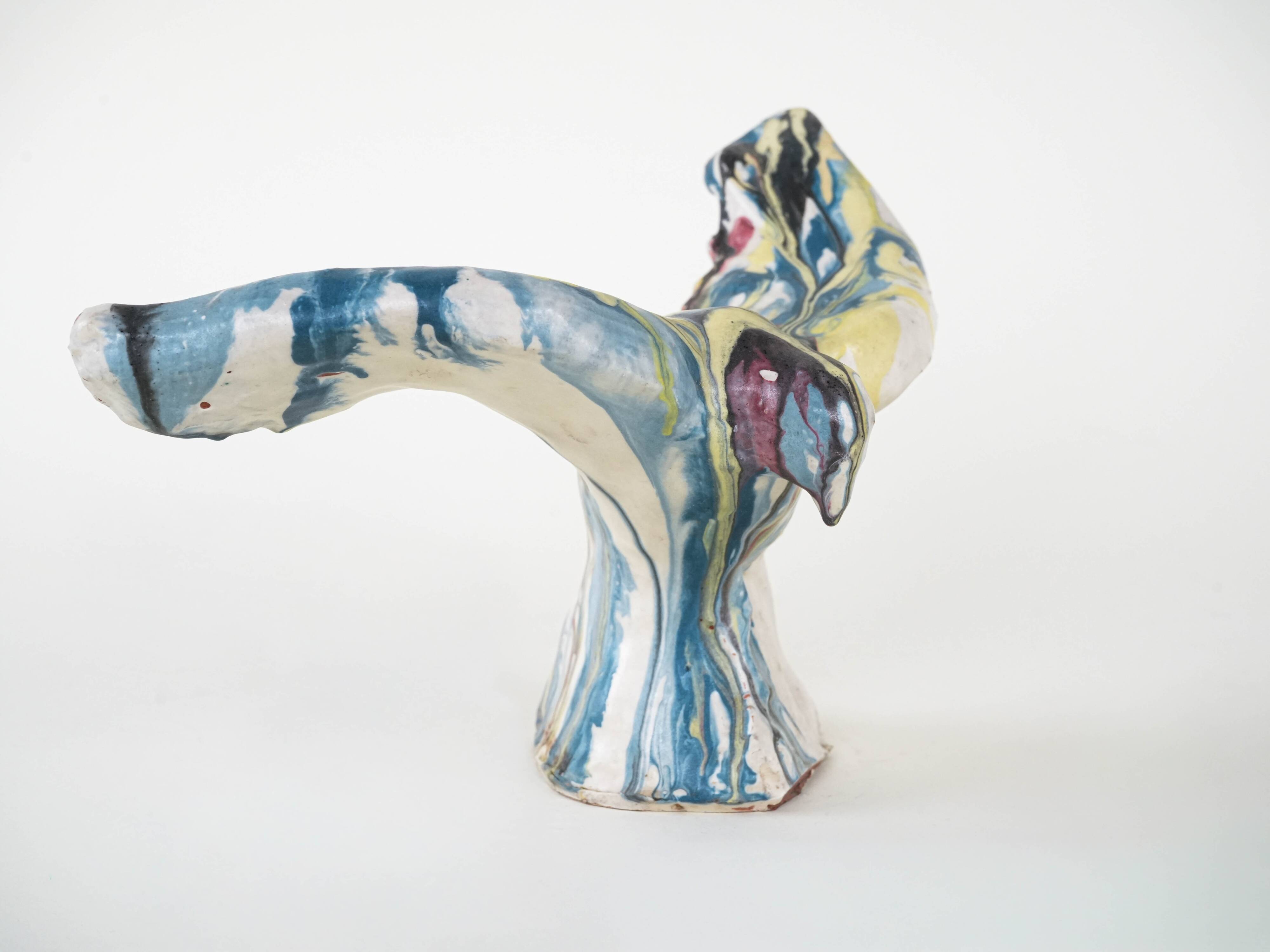 Ceramic bird sculpture, Italian design, 1970s, manufacturer: F. Ferroni