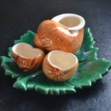 Salt and pepper shakers, mustard and barbotine Roger Colas