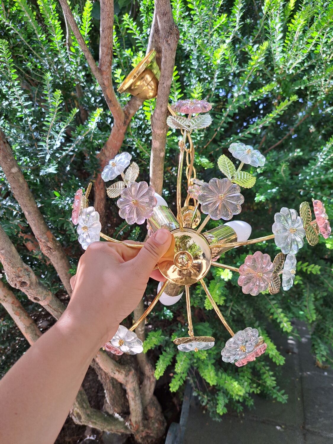 Glass flower chandelier 80s