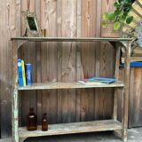 Teak shelves with a green patina
