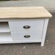 Scandinavian chic country TV unit in solid white and natural wood 160cm
