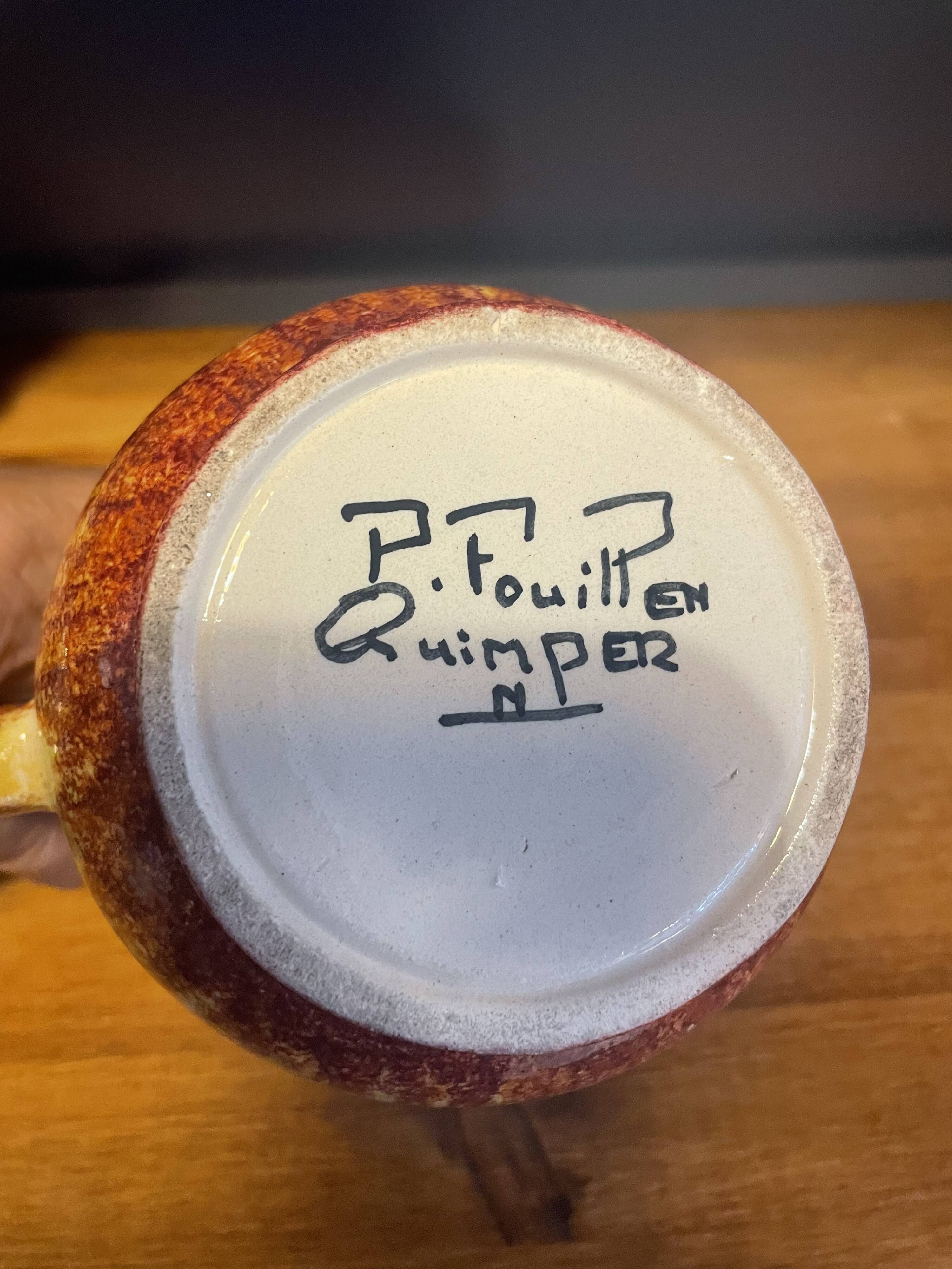 Milk jug signed P. Fouillen