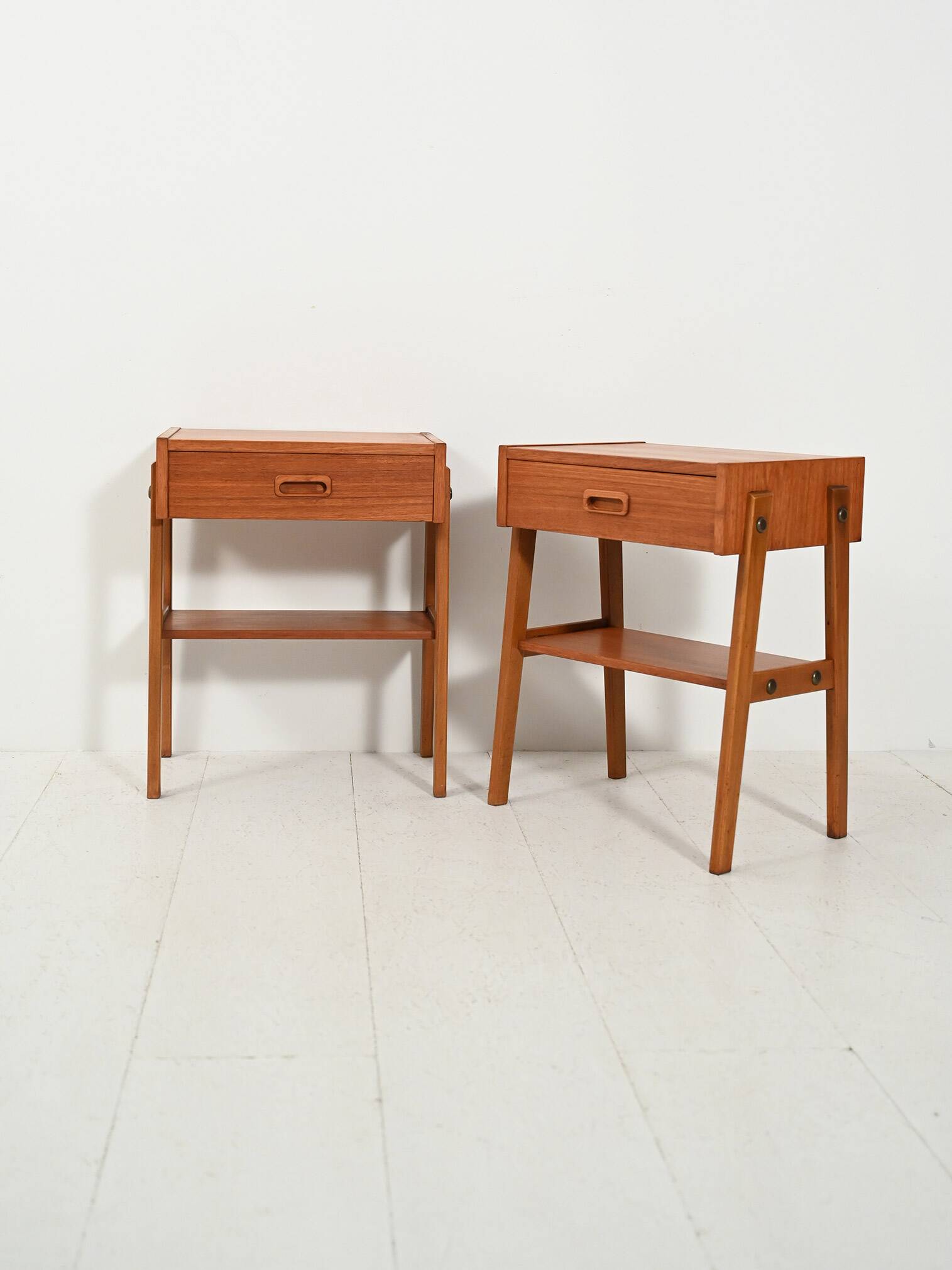 Pair of Scandinavian bedside tables in teak