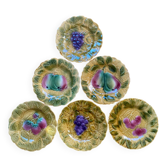 Assiettes dessert barbotine fruit Sarreguemines