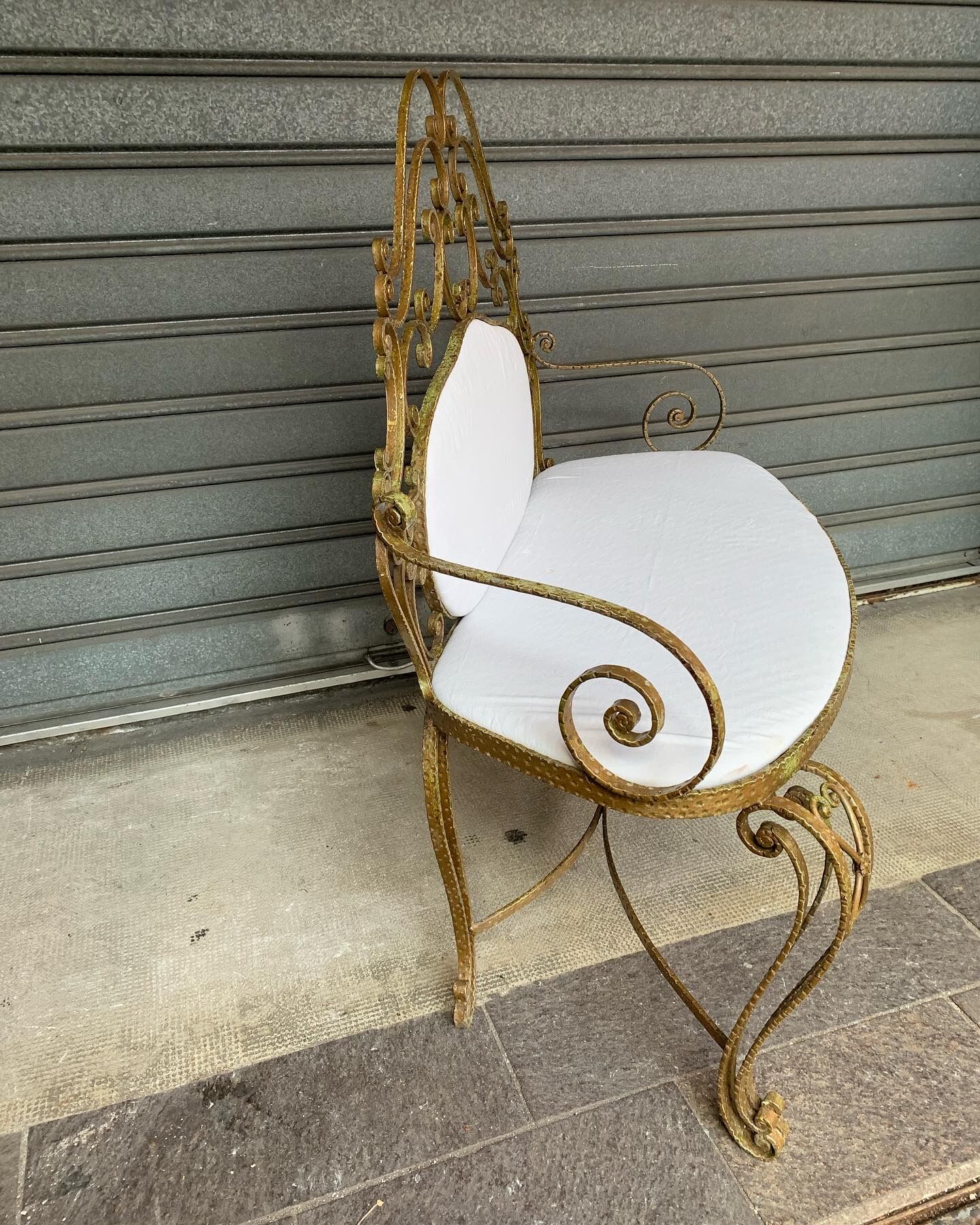 Hammered iron bench 1960s