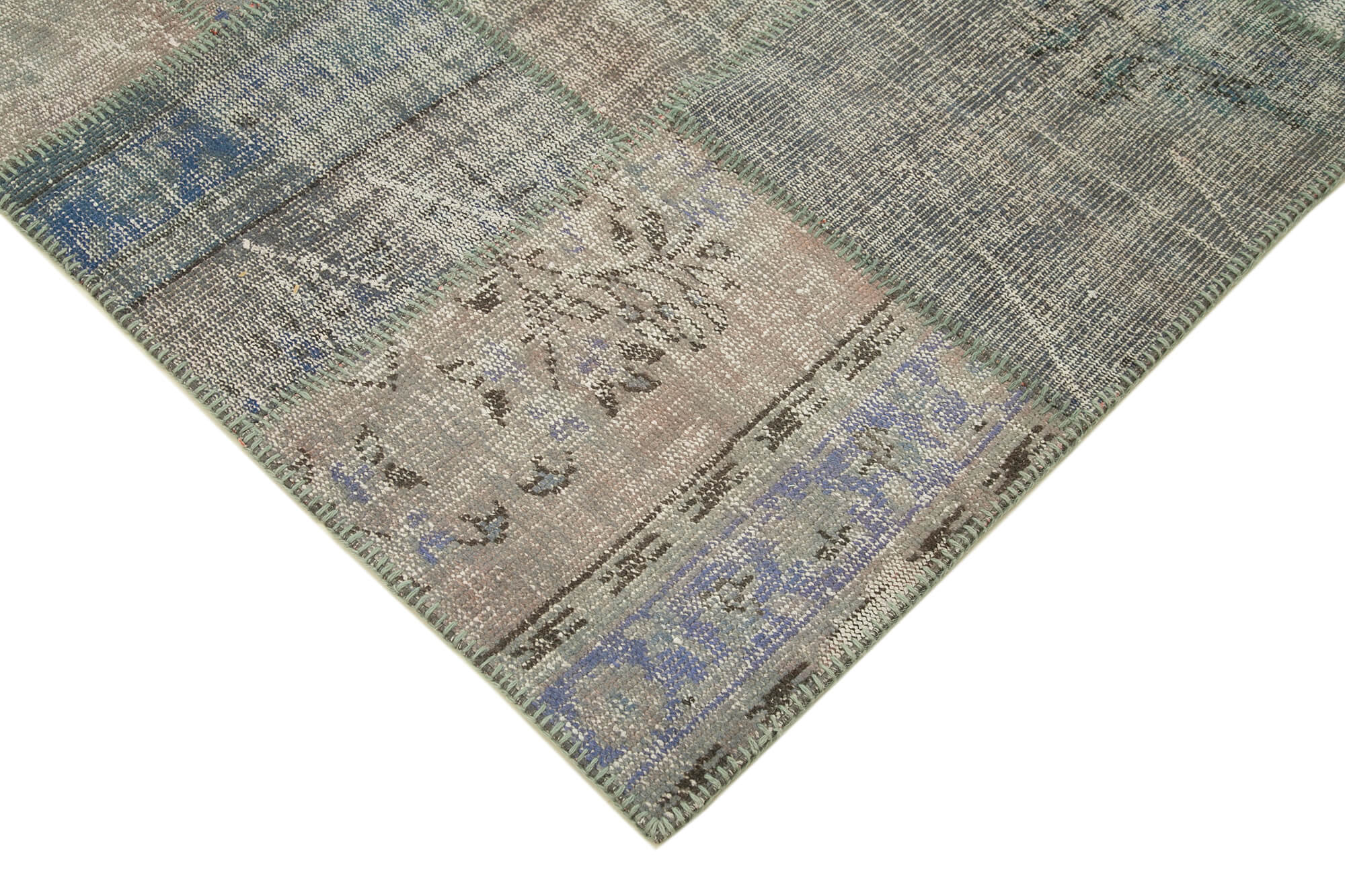 Handwoven Oriental Overdyed 176 cm x 247 cm Grey Patchwork Carpet