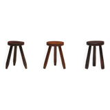 Brutalist Tripod Stools, France, 1960s