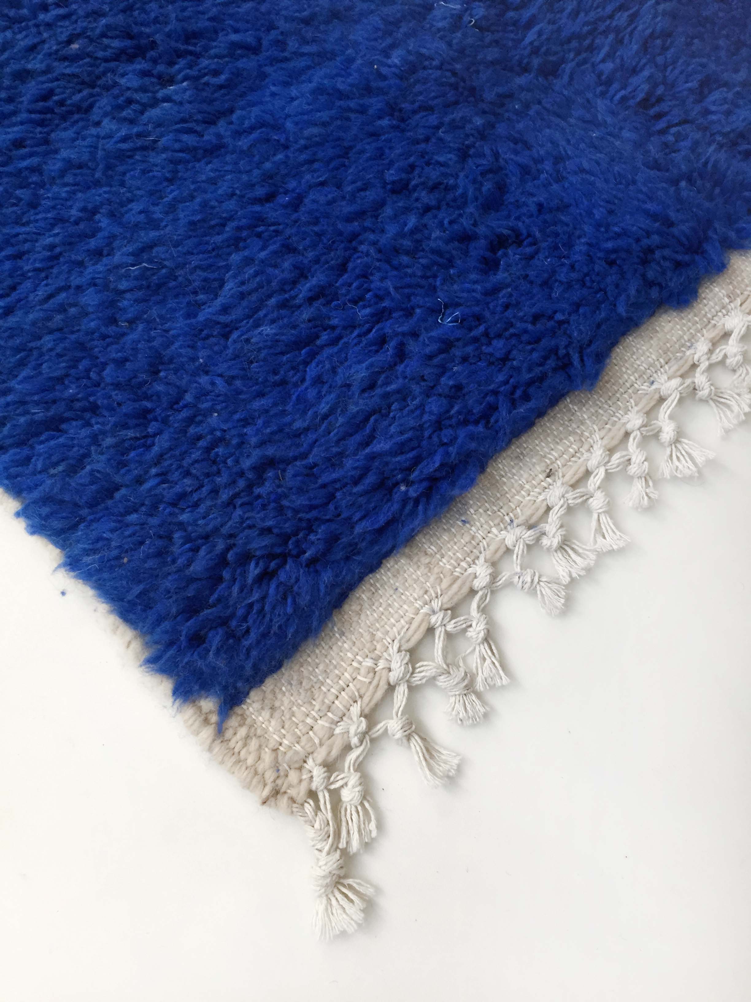 Moroccan Berber carpet beni ouarain uni blue majorelle 242x148cm