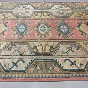 Old Turkish Milas Rug 212x122 cm old vintage carpet Ushak Region Pink Beige Blue