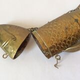 Old articulated brass fish box