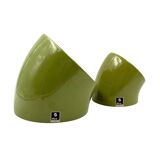 Space age set of 2 green ceramic vide poche, Sicart Italy ca. 1970