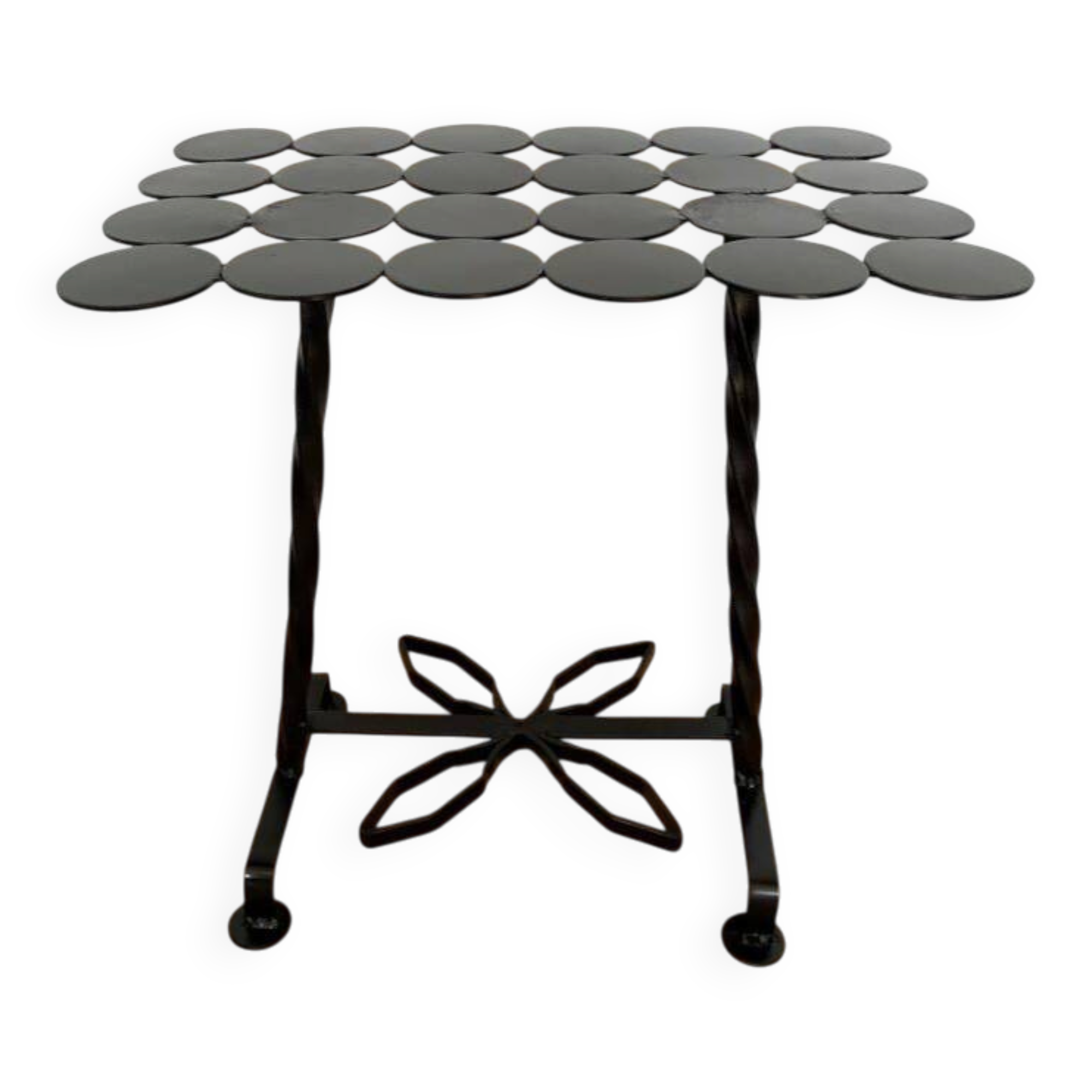 Occasional table / rectangular side table wrought iron with discs