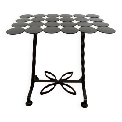 Table d’appoint / guéridon rectangle fer forgé pastilles