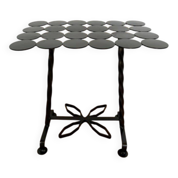 Table d’appoint / guéridon rectangle fer forgé pastilles