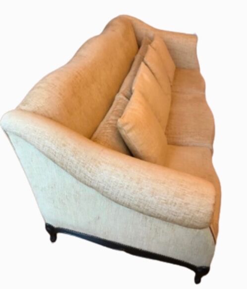3-seater Louis XV style sofa in off-white cream fabric