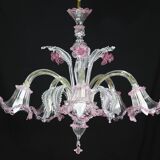 Charming Vintage Venetian Chandelier, Pink Murano Glass, 1950s