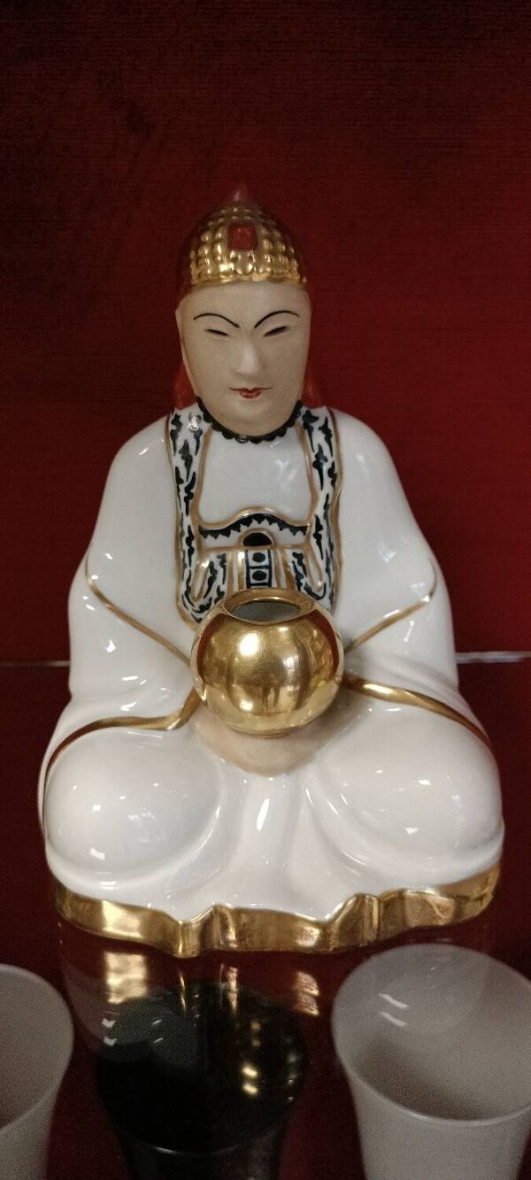 Veilleuse art déco porcelaine Limoges Charles serpault Bouddha brule parfum