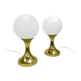 Paire de lampes de table Globe, également connues sous le nom de Leuchten, Allemagne, années 1970, laiton et verre.
