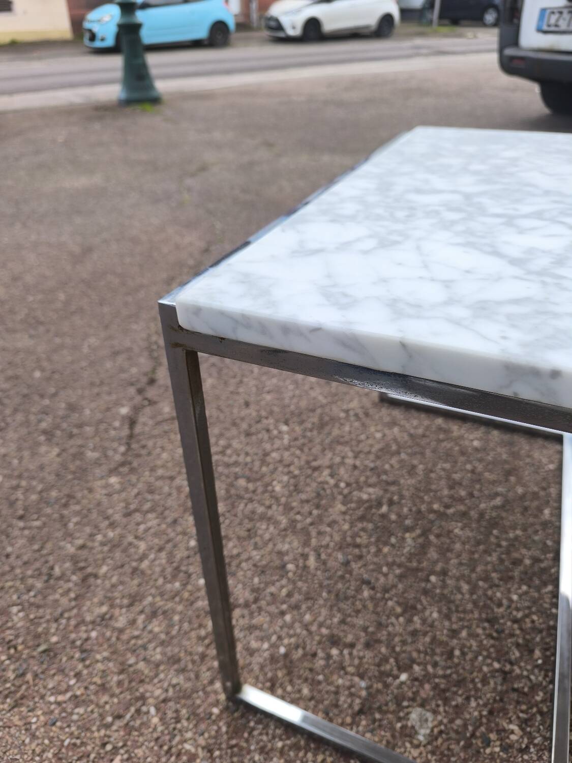 White marble and chrome coffee table, 1970