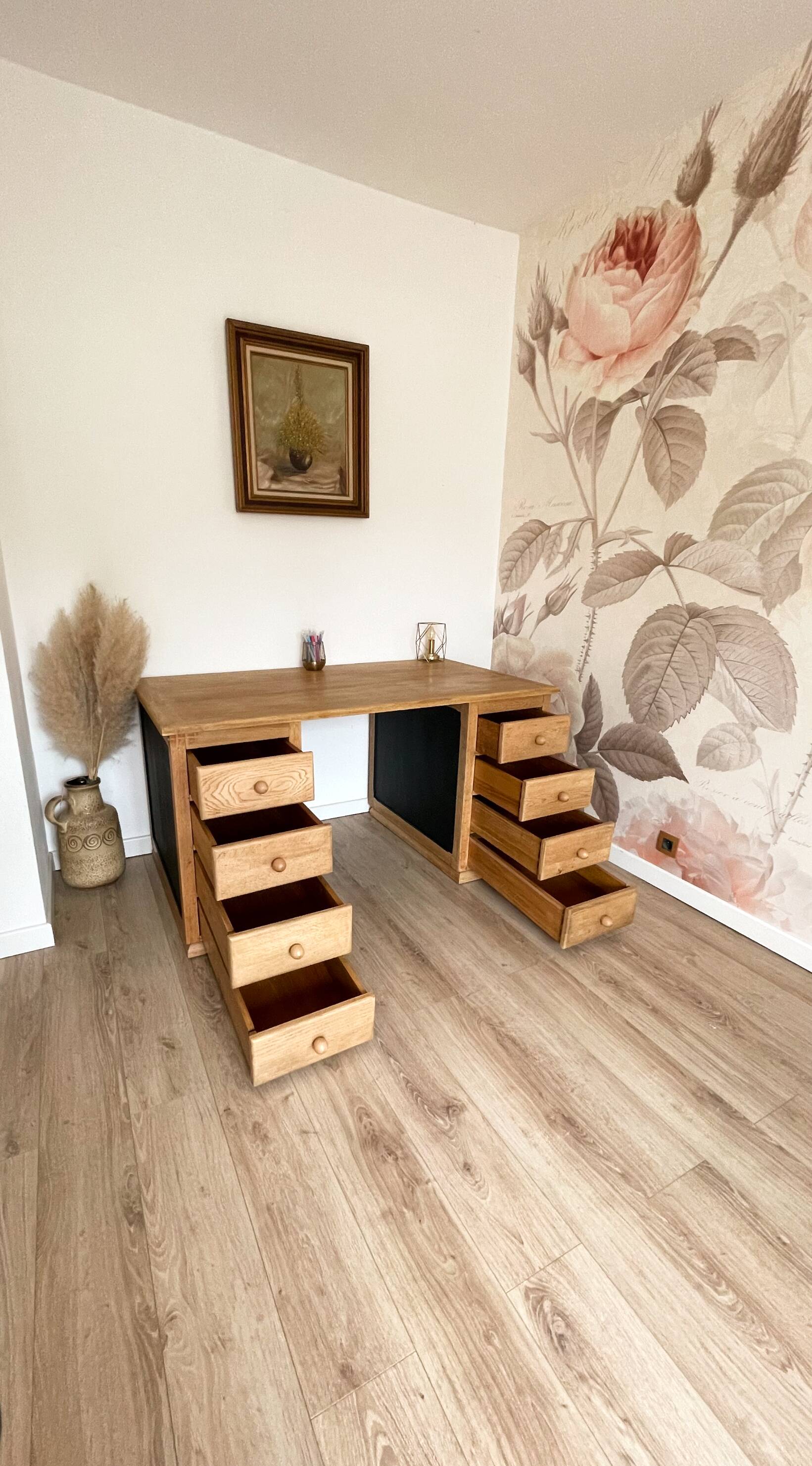 Large solid oak desk