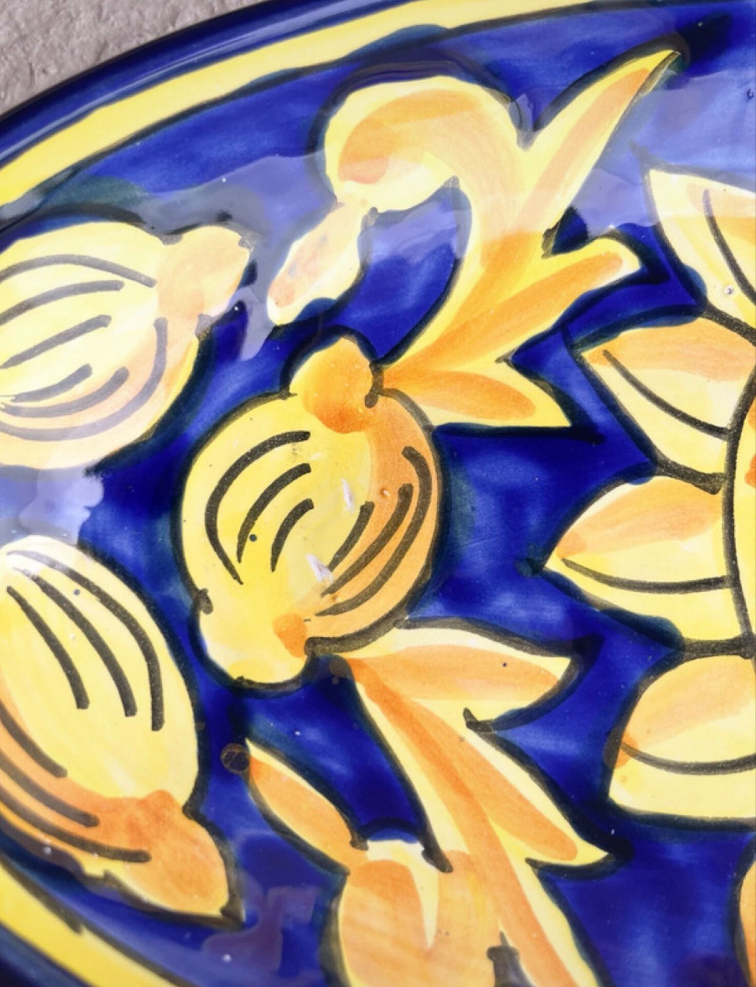 oval plate in artisanal earthenware Decor Sun & Lemons