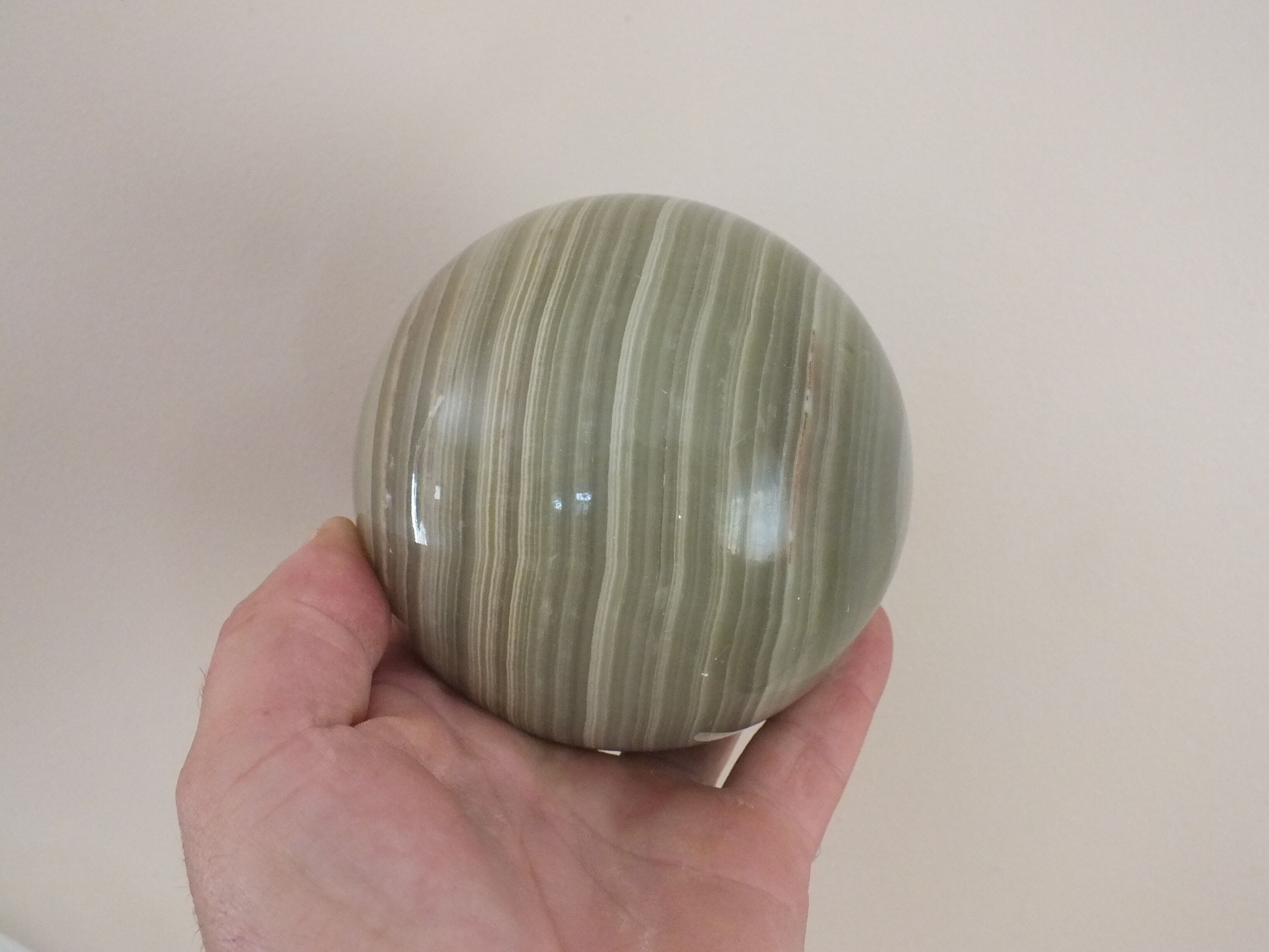Green decorative mineral ball or sphere in marble n°10