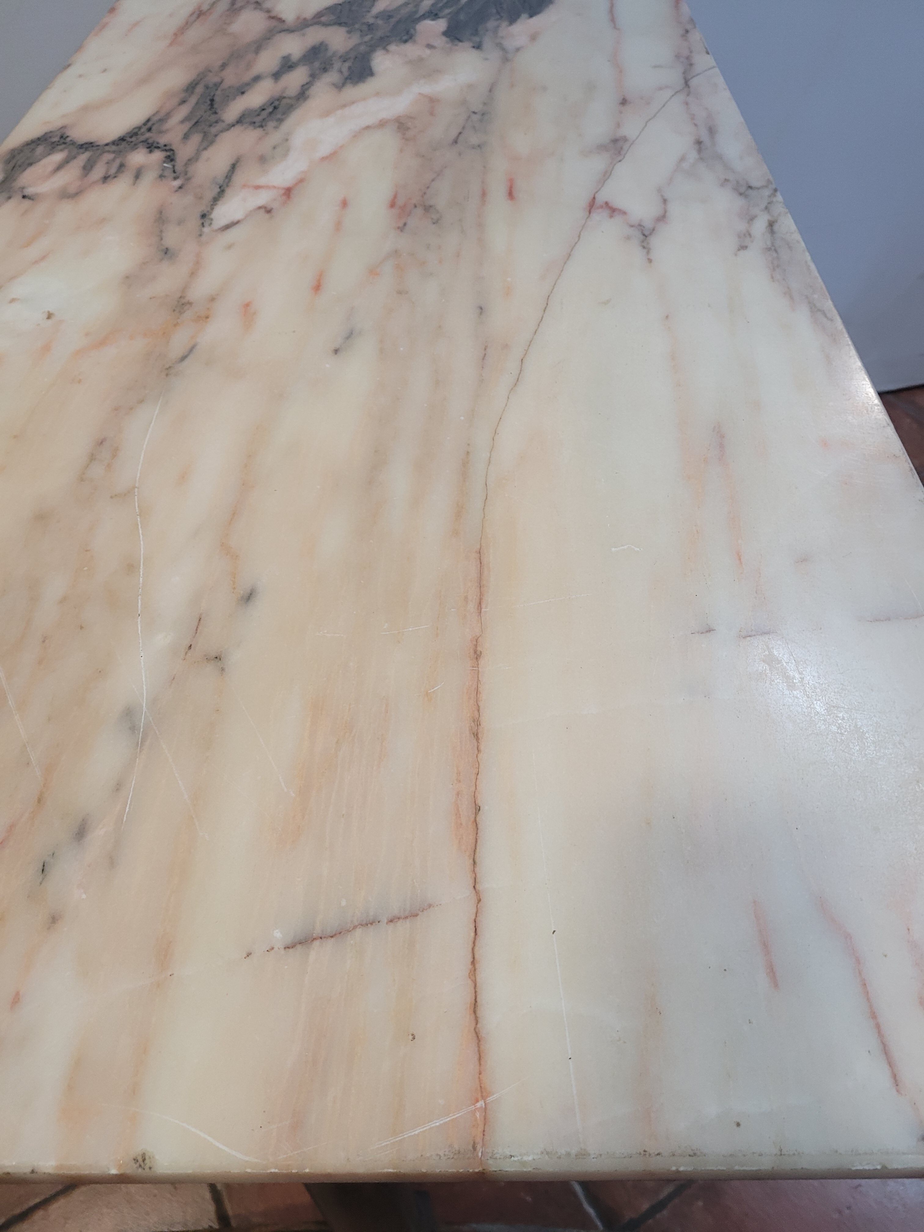 Bistro table oak base over marble