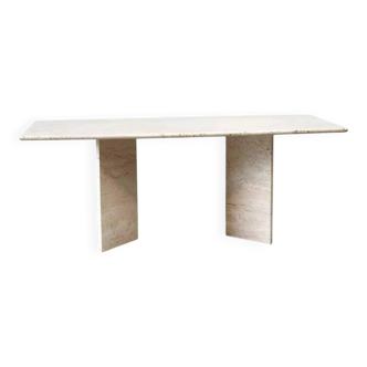 Sculptural Design Dining Table in Travertine