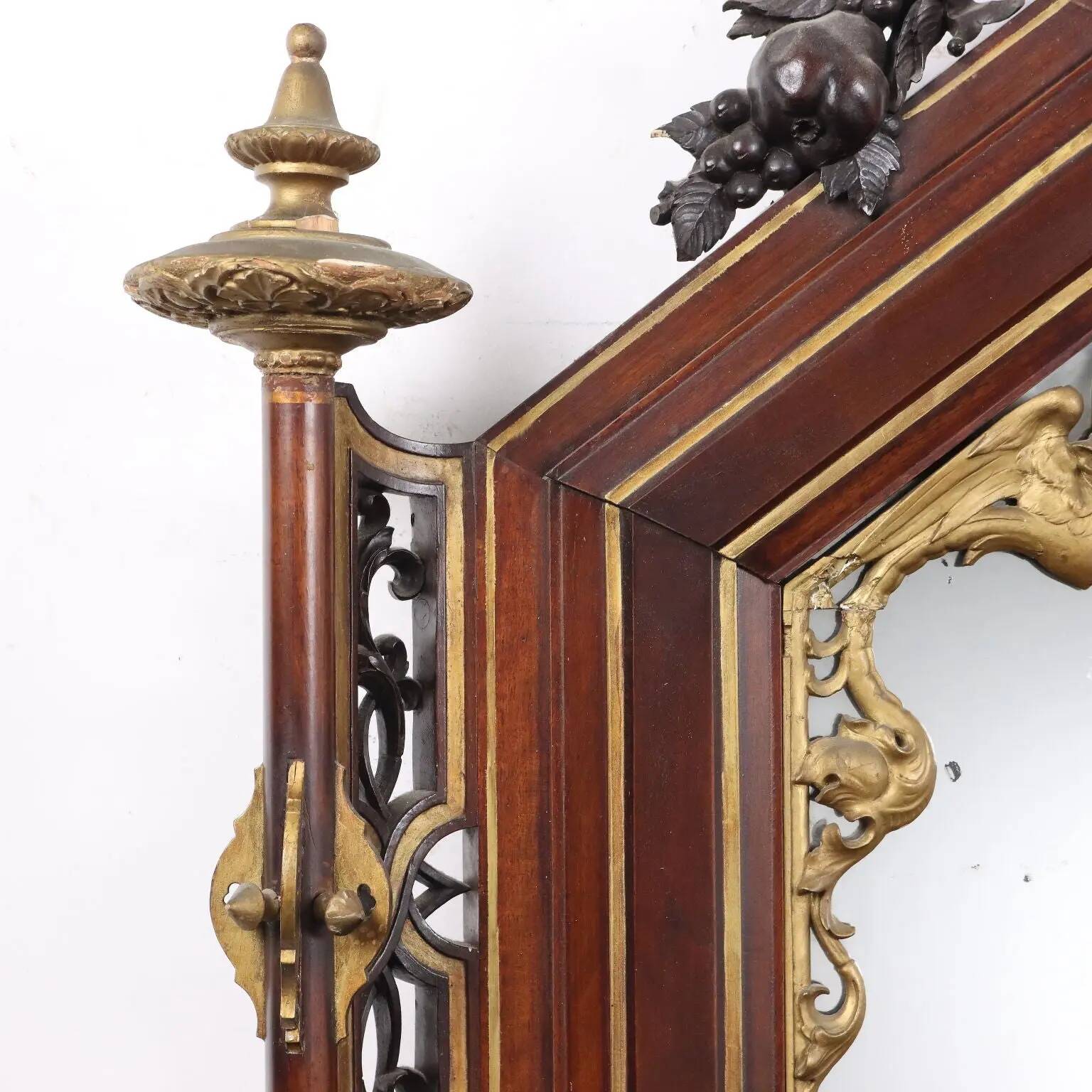 Eclectic antique mahogany mirror, Italy, 19th century