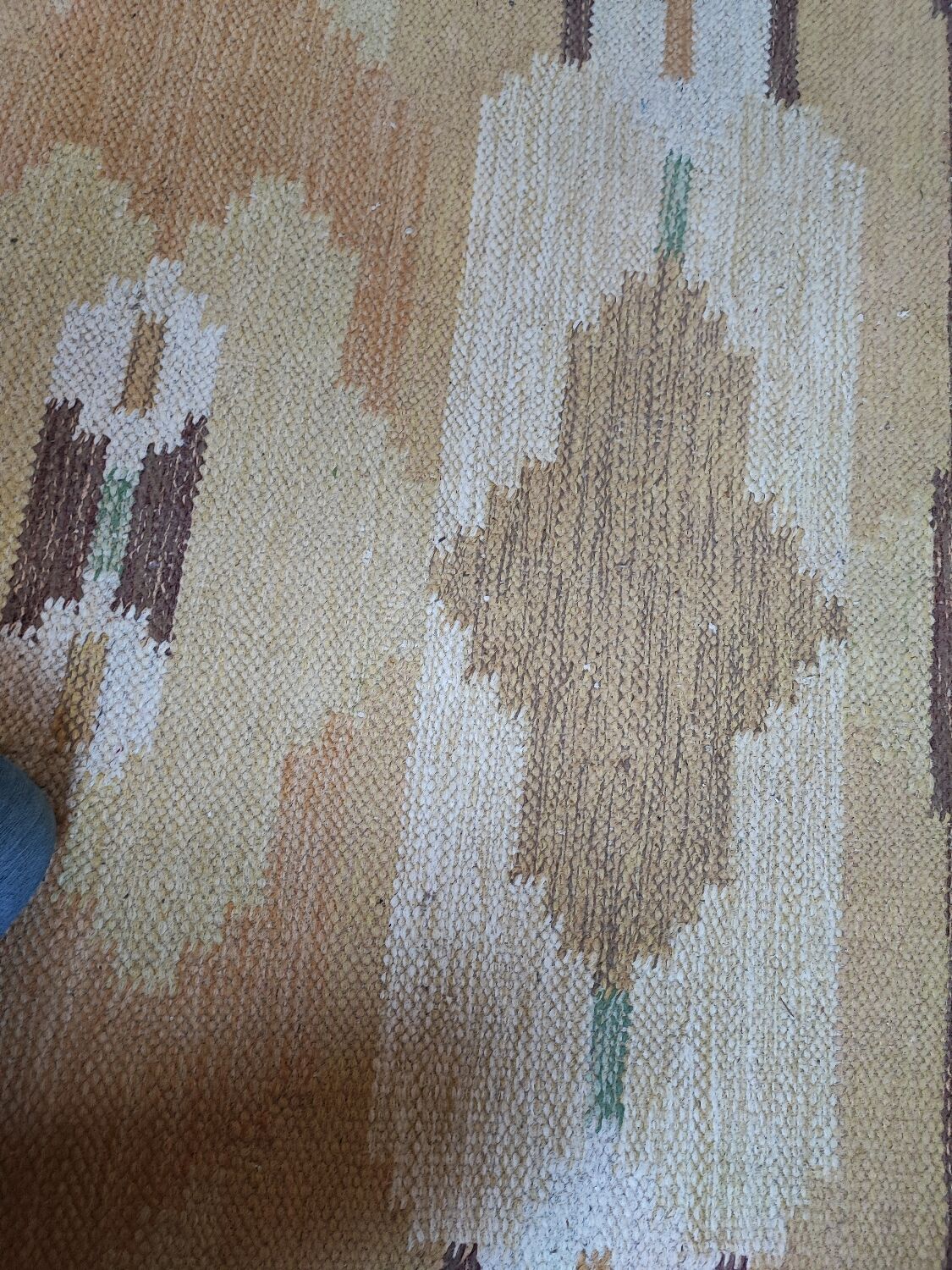 Vintage yellow Scandinavian kilim rug