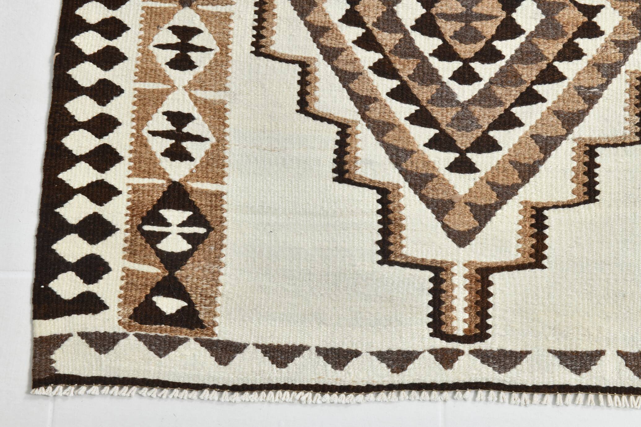 Beige & Taupe Vintage Runner Rug For Hallway, 93x227 Cm