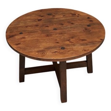 Dining table or Spanish centre table in solid wood and wrought iron from the mid-20th century.