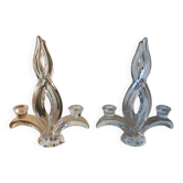 Paire de 2 bougeoirs en cristal de Vannes