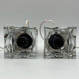 Cubic metal and glass bedside lamps, 70s