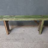 Brocante wooden bench, side table fresh green