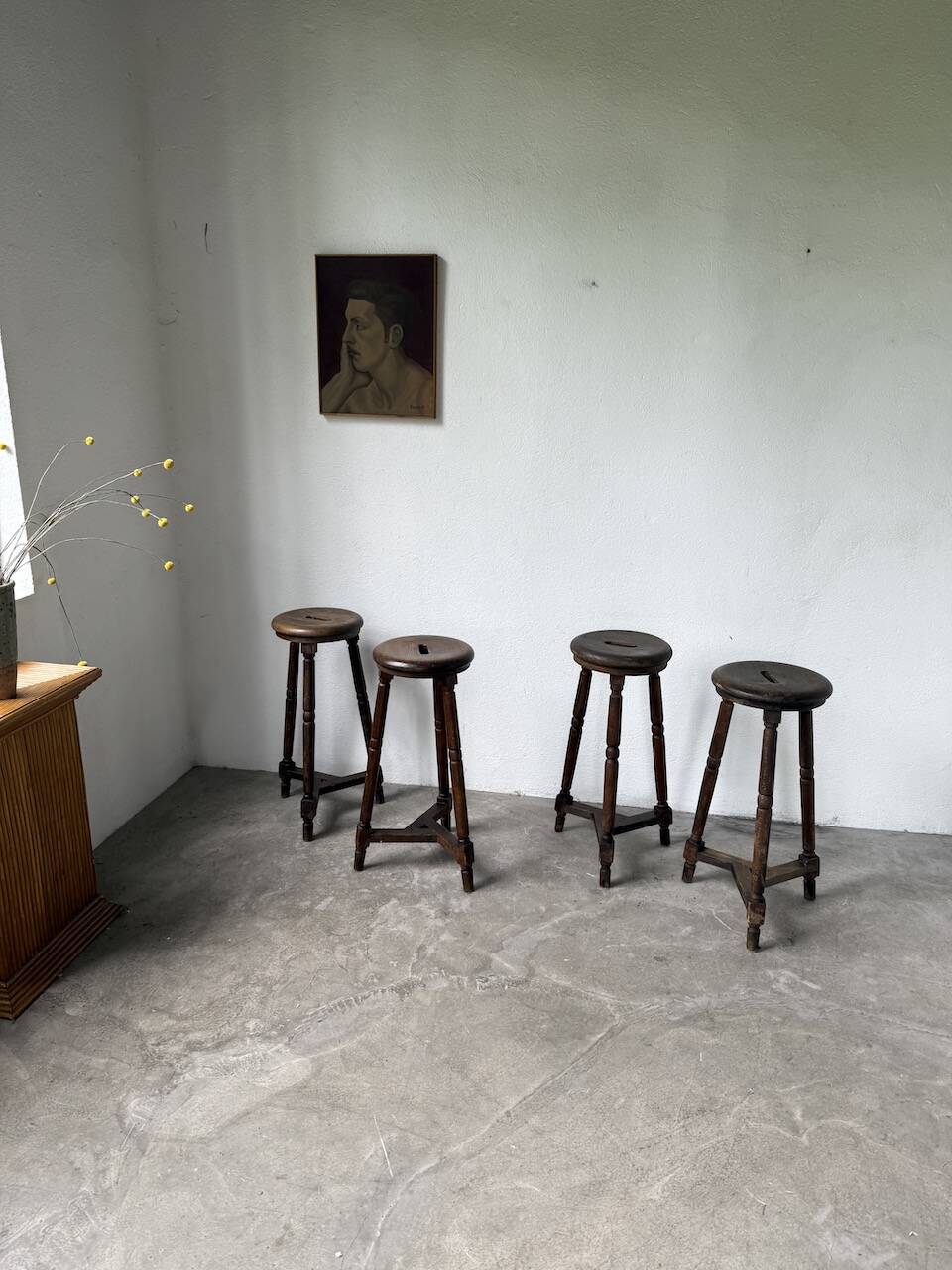 Oak bistro stools 1950