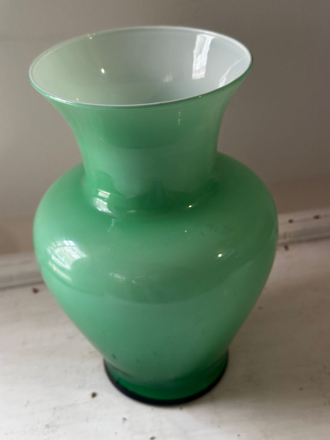 Vintage green opaline vase