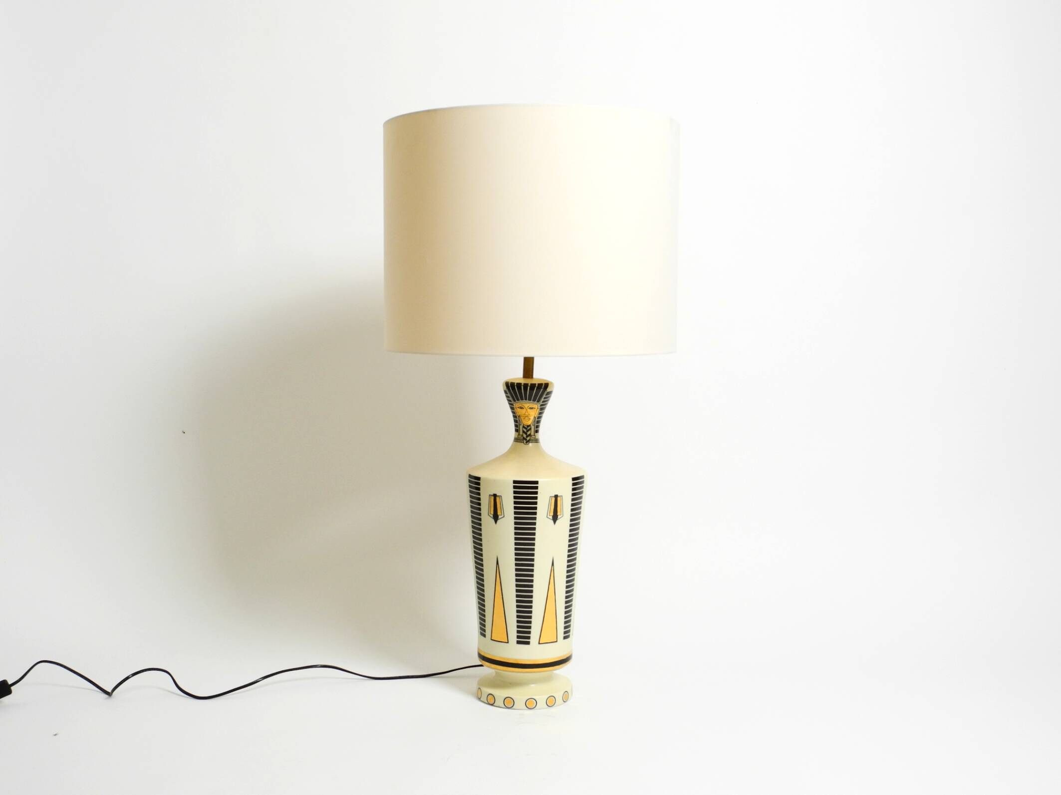 Large ceramic table lamp with Egyptian motifs by Nicolas Blandin, Paris