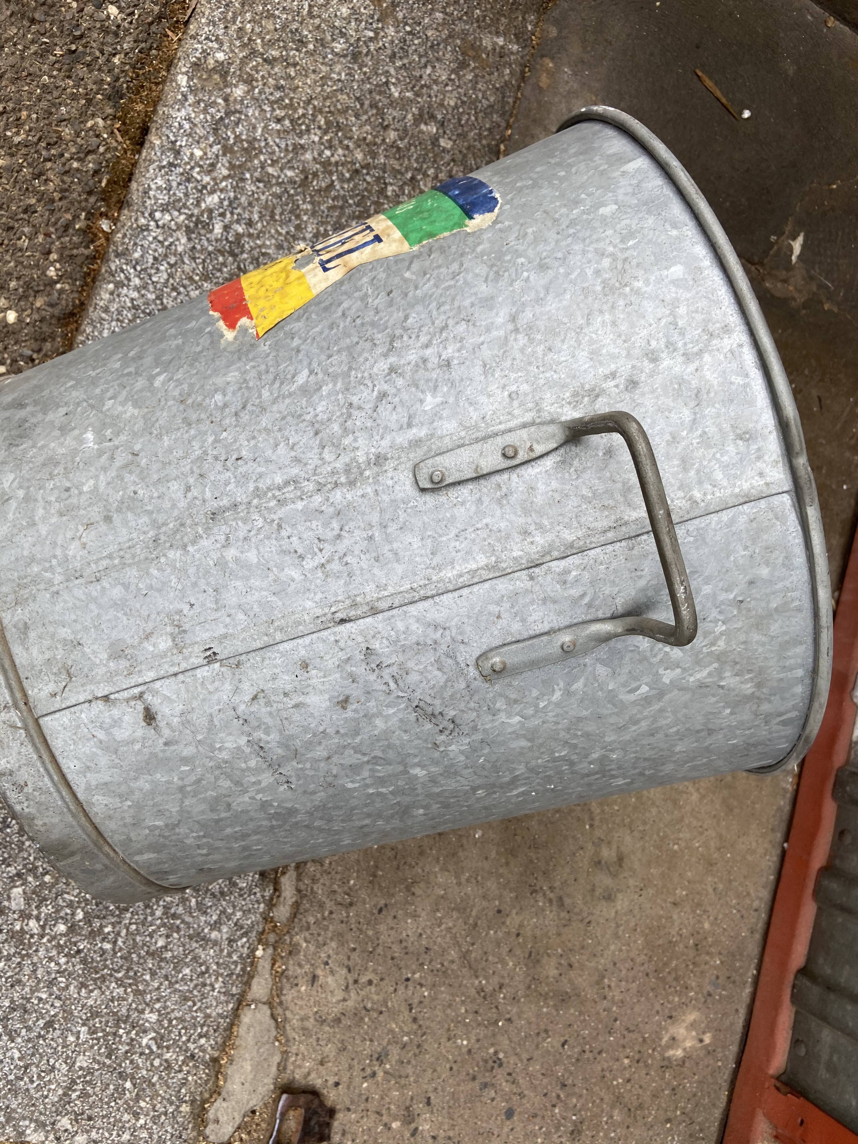 Vintage galvanized zinc laundry basin 1950