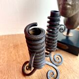 Two push candle holders with handle