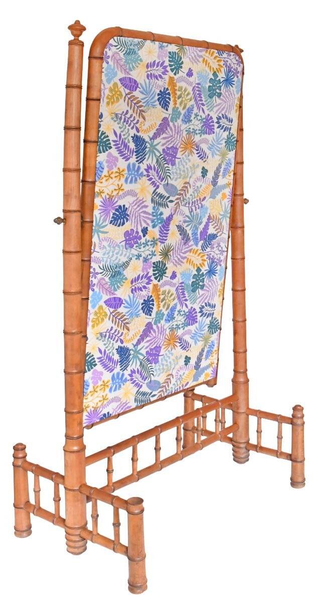 Bamboo-style psyché mirror in the Napoleon III style.