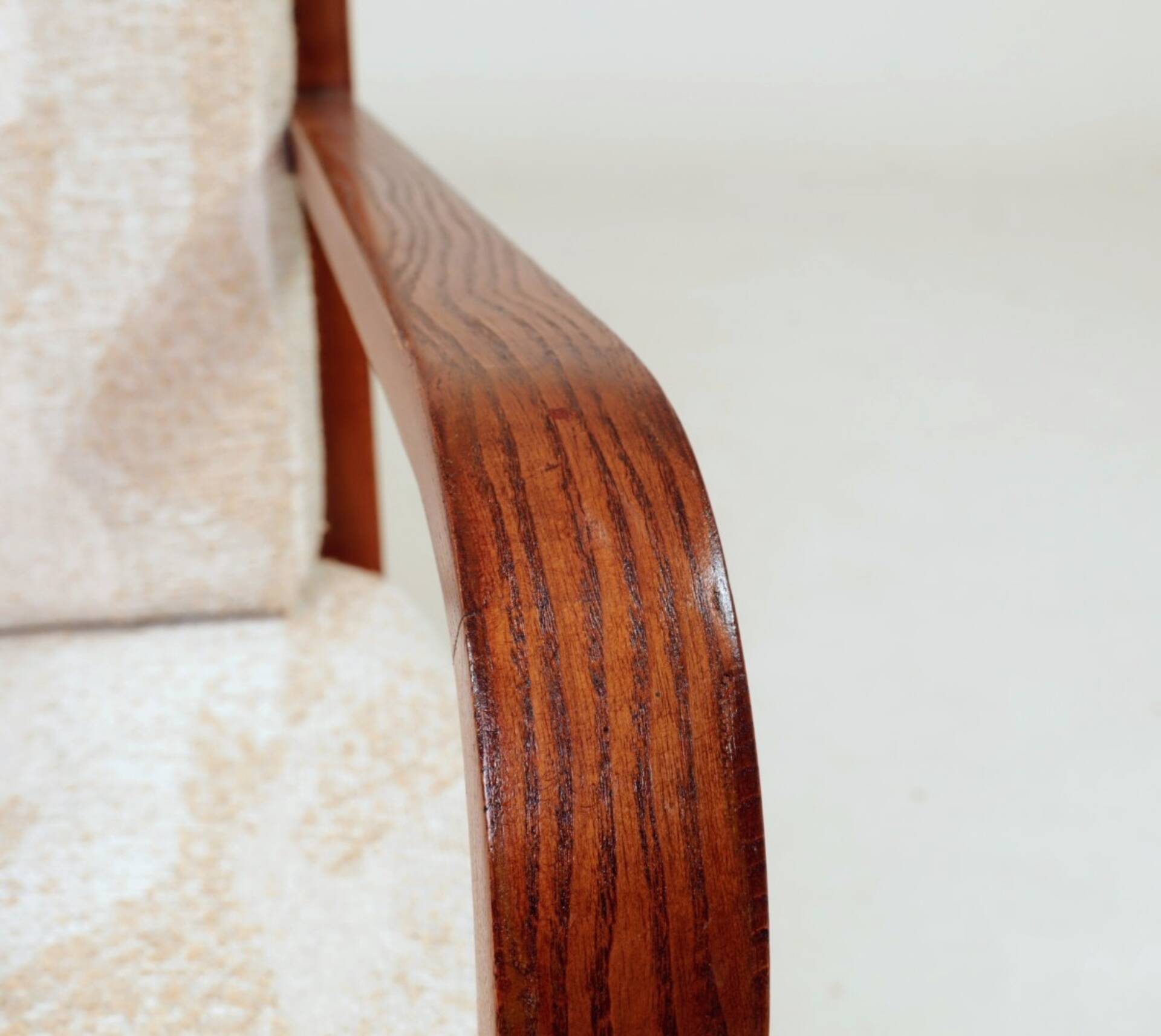 Pair of vintage wooden chairs jacquard beige