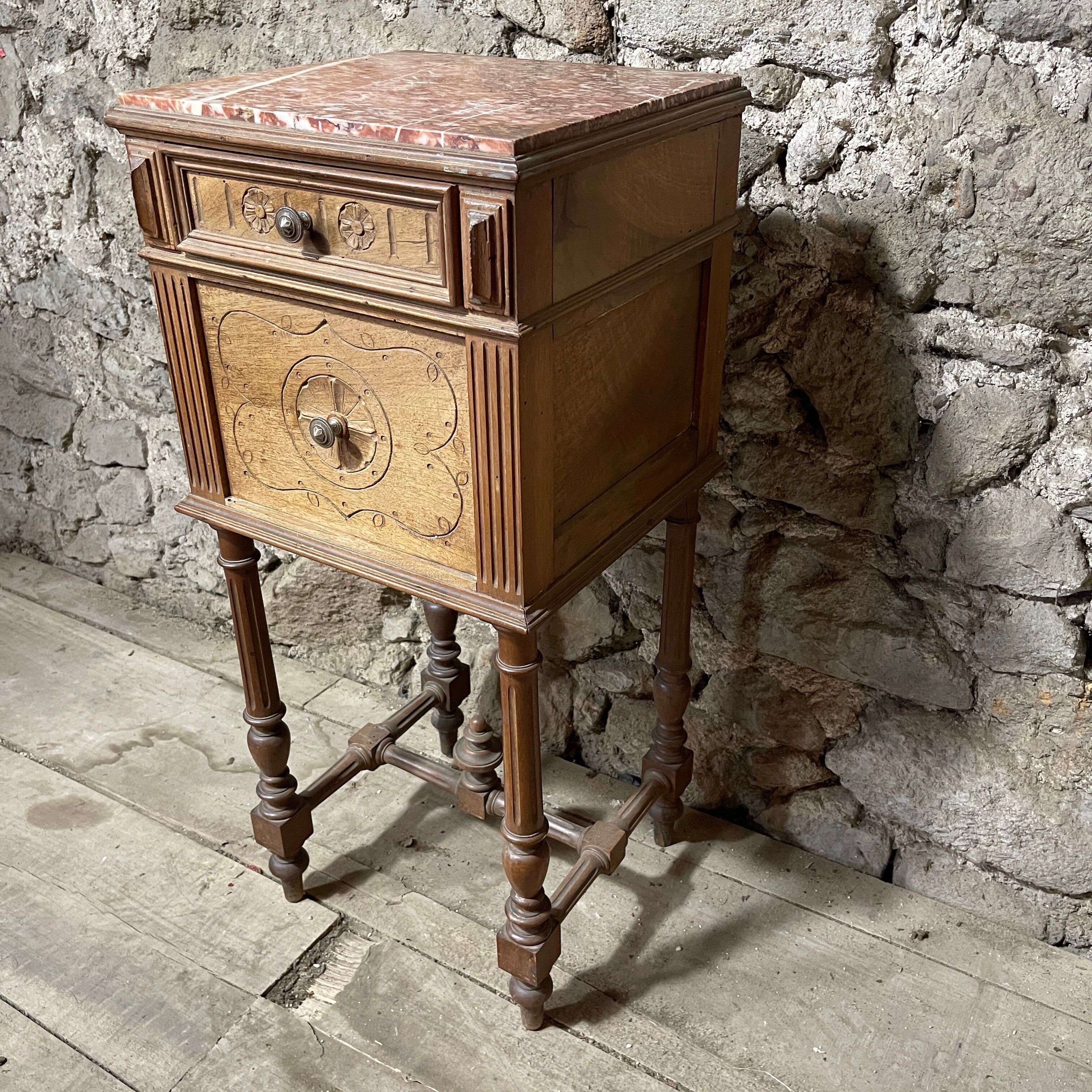 Marble top bedside table