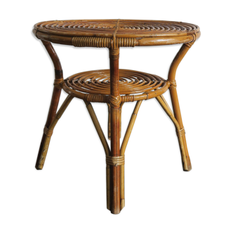Rattan bamboo Italian table, 1950s
