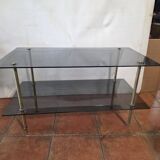 Smoked glass and brass coffee table from the 1970s.