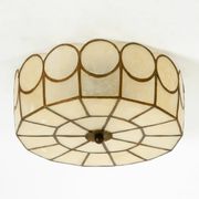 Beautiful round Mid-Century Modern ceiling or wall lamp made of Capiz