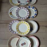 12 mismatched antique dinner plates